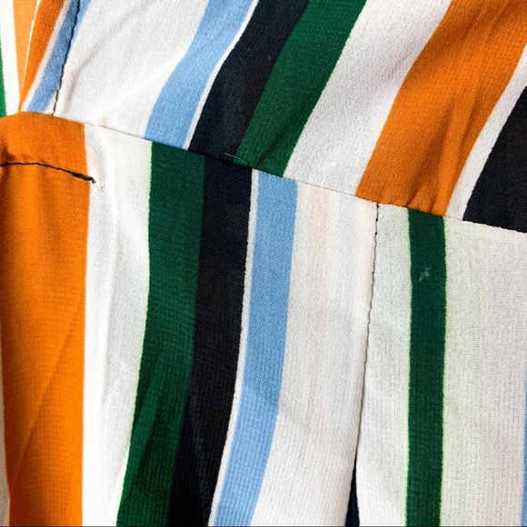 Multicolored blue striped women’s summer jumpsuit - Picture 2 of 7